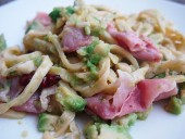 手打ちパスタ(意外と簡単)でアボガドと生ハムのペペロンチーノ